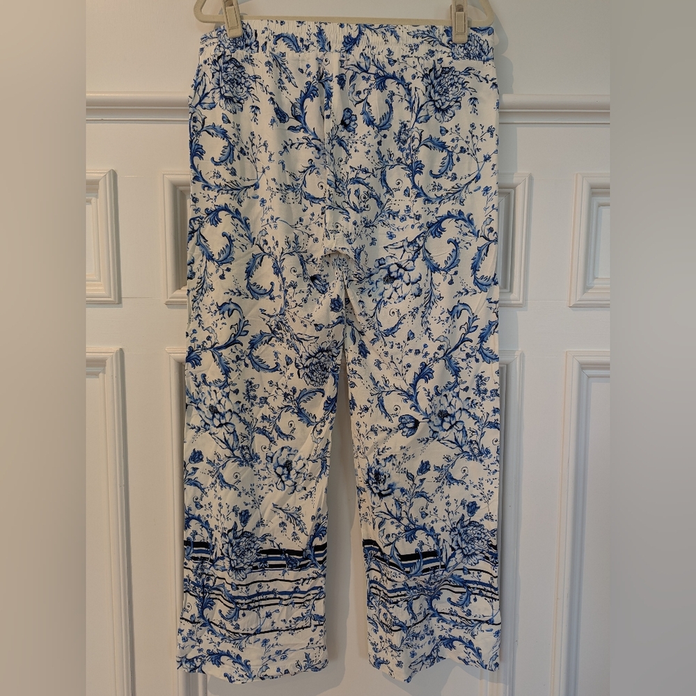 Hester and Orchard Blue and White Floral Women's Palazzo Pants - Picture 3 of 5